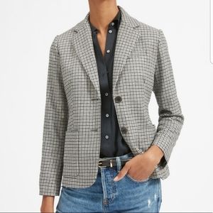EVERLANE The Wool Academy Blazer Mini Check Plaid